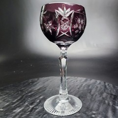 Nachtmann Traube Ruby Red Cut to Clear Crystal Wine Hock Goblet 7.75″ Vintage