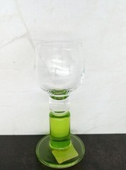 One Crate & Barrel Limoncino Green Bottom Short Wide Bowl Liquor Glass Barware