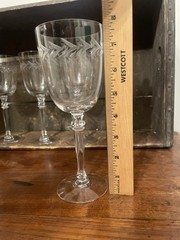 Vintage Fostoria Holly Wine Goblets 7-7/8″ Tall Set of 4 Clear Crystal Glass
