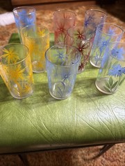 Kraft Swanky Swig Cornflower Set of 9 Posey Pattern 1947 -50’s Mixed Colors