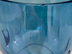 Vintage 6-Lot Bartlett Collins Iridescent Blue Stemmed Thumbprint 6.25″ Goblets