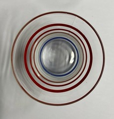 Set Of 5 Vtg Anchor Hocking Patriotic Red White & Blue Drinking Glasses 8 oz