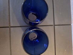 Set Of Two Beautiful Cobalt Blue Wine Glasses 8.5 T Set Of 2 Wine Goblets 4.5 T
