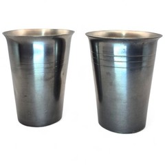 VTG German Pewter Cups Set Of 2 W+F Braucks Feinzinn 4″ Beaker Tumblers Barware