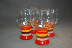 Vintage Rainbow Federal Glass 4PC Water Goblets