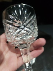 Wine glass Antique American Brilliant Period Cut Glass Crystal early geometric