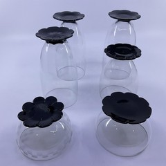 Vintage Westin Black Lily Pad Base Glasses – Set of 6