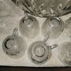 HAZEL ATLAS LEXINGTON ~ Punch Bowl and 8 cups~ Sawtooth ~ Vintage ~ 1960’s ~ USA
