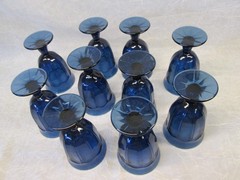 Set 10 Noritake Provincial Dark Blue Cobalt 6.25″ tall Goblets Glasses Vintage