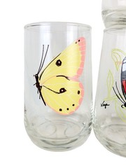 Set of 8 Vega Butterflies Glasses Tumblers Each Different Butterfly 5″