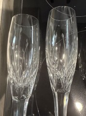 4 Mikasa Crystal Petit Points Fluted Champagne Glass Set 10-3/4” Tall