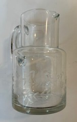 Clear 7″ Etched Tumble Up Bedside Water Carafe And Glass Ships FREE in the USA