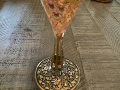 Super Gorgeous Hand Enameled Gold Gilt Bohemian Glass ￼Cordial Florals & Ivy