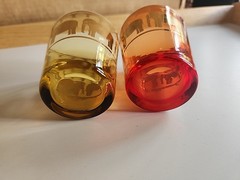 2 Small Vintage Elephant 3″ Shot Glasses/Candle Votive