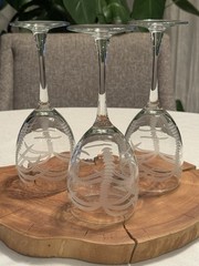 Rolf Glass Etched Palm Tree Crystal Wine Glasses 7 3/4” Set Of 3