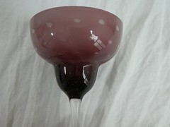 Drink Wine Glass Stemmed Purple Pink Clear 6 1/2″ Drinkware Barware Deco Vintage