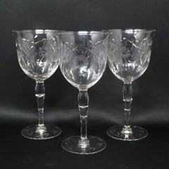 SET OF 3 GLASTONBURY LOTUS STEM 36 CUT 63 «FLORENCE» 7 1/4″ WATER GOBLETS