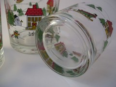 Jamestown Joy of Christmas 3 Double Old Fashioned Rocks Glasses 14 ounce Retired