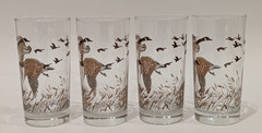 Set/4 Vintage LIBBEY Canadian Geese Flight Glasses Highball Whiskey 12 oz 5.5″T
