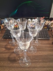 (SET OF 6 GLASSES) ELEGANT 3 oz WINE/CHAMPAGNE CRYSTAL CORDIAL W/ STEM, NO BOX
