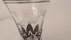 Manganese 9pc Glass Dur-O-Bor Cordial Set Silver Crown Sleeve Cuff Glow