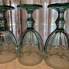 Set of 4 Libbey Spanish Green Glass Gibralter 6.75″ Goblets Duratuff EXC!
