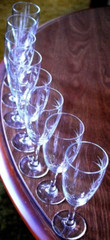 Vintage Set 8 HAND CUT ASIAN BAMBOO STEMS & LEAVES Wine Glasses 5.5″ Hand Blown