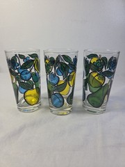 Vintage MCM Fruit Tumbler – Set of 3 – 12oz Retro Summer Glasses – Original Pak
