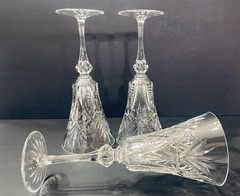 (3) JG Durand Cristal D’Arques Vincennes Crystal Water Goblet 9 1/2” France EUC