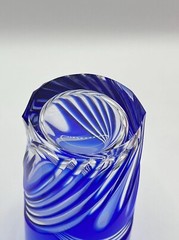 Hoya Crystal Whisky Glass 2 Pieces Set Blue Red Color with the Box Made in Japan