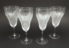 SET 4 ROSENTHAL Crystal ROMANCE II MOTIF Etched 7 5/8″ Water Goblets Glasses #1
