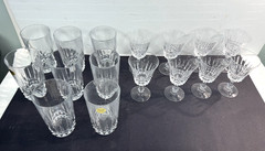 W. M. Dalton French Lead Crystal x8 Beverage #6 + x8 Wine Glasses #2 Exe Cond.