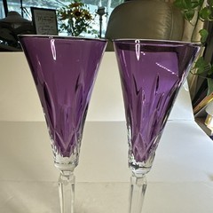 Waterford Lismore Jewels Amethyst Flute Lead Crystal 12 In. Champagne Set Of 2