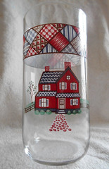 Home Sweet Home Tumbler (s) 16 oz Country House CX171 Glass Libbey Blue Pink !