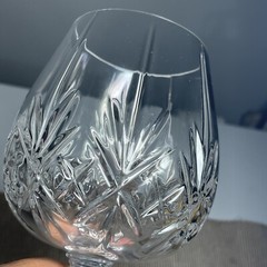 Wine & Brandy Heavy Itched Cut Crystal Glasses/ Cups 2 Count Of Both