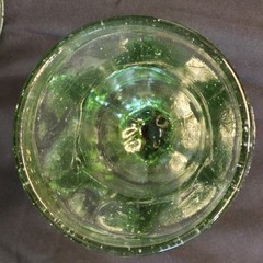 Heavy Primative Green Glass Goblets With Mold lines and Bubbles in the glass