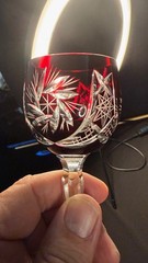 VInatge Set of 4 Ruby Red Cut to Clear Hungarian Wine Goblets
