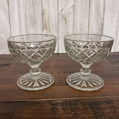 Vintage Anchor Hocking – Clear Waterford Waffle Champagne Sherbet Glass – Set 2