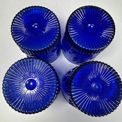Set of 4 PILGRIM Glass ADAMS Cobalt DOUBLE OLD FASHION 16oz ROCK Whiskey TUMBLER