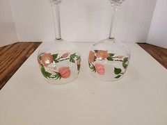 Vtg Franciscan Desert Rose 6.5″ Stemmed Wine Glass 12 oz Glassware, Pink & Green
