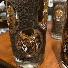 Vintage Libbey African Safari Animal 10oz Textured Tumblers (5)