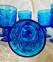 Vintage 1960s Blue Imperial Glass Goblets, as-new condition, set of 9