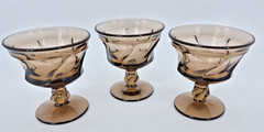 Fostoria Jamestown MCM Brown Sherbet Glasses Footed Dessert Champagne Set of 3