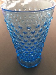 1 Vintage Indiana Glass Tiara Blue Hobnail Footed Tumbler Glass 12 oz each Rare