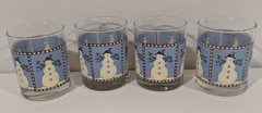 Sakura Debbie Mumm Anchor Hocking Snowman Double Old Fashioned Glasses Set Of 4