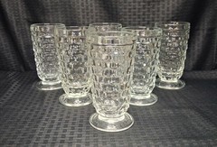 Indiana Whitehall Clear Cubist Footed Iced Tea Water Glass Set Of 6