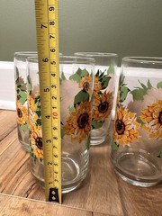 Drinking Glasses Tumbler Highball Sunflower Vintage Floral Set Of 4 Summer Fall
