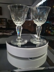 Wine / Cocktail Glasses Antique crystal Bubble stem Flute panel cut thumbprints
