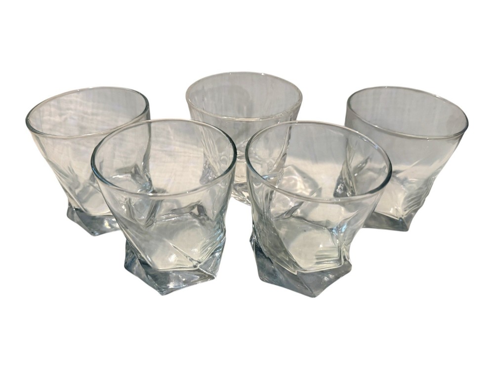 Anchor Hocking Sybil 5 Twisted Clear Whiskey Six-Sided Glasses – GREAT!