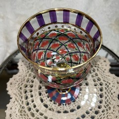 Mackenzie Childs 1991 Circus Rose Arbor 6 7/8” Goblet Hand Painted